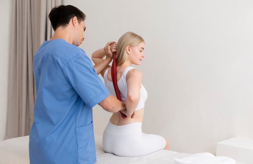 Patient receiving chiropractic treatment after slip and fall injury